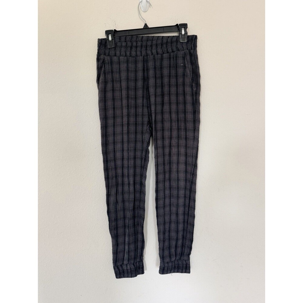 MONROW Y2K Plaid Ankle Crop Pants XS Grunge Dark Academia Joggers Elastic Waist